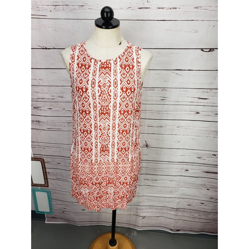 Chico's boho orange white chic tunic tank top